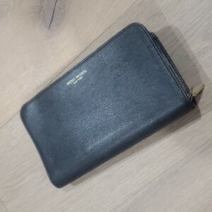Henri Bendel Dalton Black Wallet Zip Around Clutch Organizer